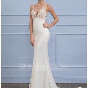 Backless Wedding Gown with Crystals